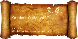 Kordos Győző névjegykártya